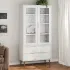 Dulap cu vitrină, gri, 90x35x175 cm, lemn masiv de pin GartenMobel Dekor
