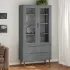 Dulap cu vitrină, gri, 90x35x175 cm, lemn masiv de pin GartenMobel Dekor