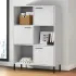 Bibliotecă cu picioare metalice OSLO, gri, 90x35x128,5 cm, lemn GartenMobel Dekor