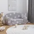 Canapea extensibilă copii 2 locuri gri deschis/stele pluș moale GartenMobel Dekor