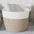 Coșuri de depozitare 2 buc. bej și alb Ø24x18 cm bumbac GartenMobel Dekor