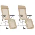 Scaune camping pliante cu suport picioare 2 buc. crem textilenă GartenMobel Dekor