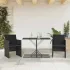 Set bistro cu perne, 3 piese, negru, poliratan GartenMobel Dekor