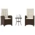 Set bistro cu perne, 3 piese, negru, poliratan GartenMobel Dekor