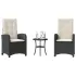 Set bistro cu perne, 3 piese, negru, poliratan GartenMobel Dekor