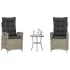Set bistro cu perne, 3 piese, negru, poliratan GartenMobel Dekor
