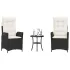 Set bistro cu perne, 3 piese, negru, poliratan GartenMobel Dekor