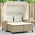 Canapea grădină 2 locuri baldachin și taburete, maro, poliratan GartenMobel Dekor