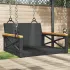 Bancă de balansoar cu perne, negru, 63x62x40 cm, poliratan GartenMobel Dekor