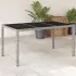 Masă grădină cu blat din sticlă, negru, 150x90x75 cm, poliratan GartenMobel Dekor