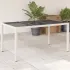 Masă grădină cu blat din sticlă, negru, 150x90x75 cm, poliratan GartenMobel Dekor