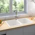 Chiuvetă de bucătărie Bej 76 x 48 x 30 cm Quartz și rășină GartenMobel Dekor