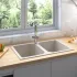 Chiuvetă de bucătărie Bej 76 x 48 x 30 cm Quartz și rășină GartenMobel Dekor