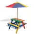 Masă de picnic pentru copii cu bănci și umbrelă, lemn multicolor  GartenMobel Dekor