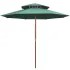 Umbrelă de soare dublă, 270x270 cm, stâlp de lemn, verde GartenMobel Dekor