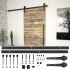 Set piese pentru ușă glisantă, negru, 183 cm, oțel   GartenMobel Dekor