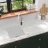 Chiuvetă bucătărie granit, bazin unic cu scurgere, reversibilă, gri GartenMobel Dekor