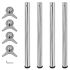 242136 4 Height Adjustable Table Legs Brushed Nickel 710 mm GartenMobel Dekor