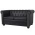 Canapea Chesterfield cu 2 locuri, piele artificială, negru  GartenMobel Dekor