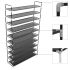 Raft încălțăminte 10 etajere, metal și textil nețesut, argintiu GartenMobel Dekor