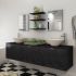 Set mobilier baie format din 8 piese cu chiuvete incluse, Negru GartenMobel Dekor