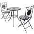 Set mobilier bistro, 3 piese, albastru/alb, plăci ceramice GartenMobel Dekor