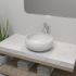 Chiuvetă de baie cu robinet mixer, ceramică, rotund, alb GartenMobel Dekor