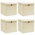 Cutii depozitare cu capace 4 buc. crem, 32x32x32 cm, textil GartenMobel Dekor