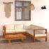 Set mobilier grădină perne alb/crem, 6 piese, lemn masiv acacia GartenMobel Dekor