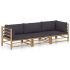 Set mobilier de grădină, cu perne alb crem, 3 piese, bambus GartenMobel Dekor