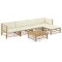 Set mobilier de grădină cu perne alb crem, 6 piese, bambus GartenMobel Dekor