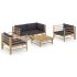 Set mobilier de grădină cu perne alb crem, 5 piese, bambus GartenMobel Dekor