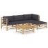 Set mobilier de grădină cu perne alb crem, 5 piese, bambus GartenMobel Dekor