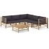 Set mobilier de grădină cu perne gri închis, 6 piese, bambus GartenMobel Dekor