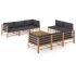 Set mobilier de grădină, cu perne alb crem, 9 piese, bambus GartenMobel Dekor