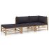 Set mobilier de grădină, cu perne alb crem, 3 piese, bambus GartenMobel Dekor