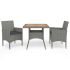 Set mobilier grădină, 3 piese, negru, poliratan și lemn acacia GartenMobel Dekor