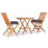 Set mobilier bistro cu perne antracit, 3 piese, lemn masiv tec GartenMobel Dekor