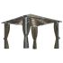 Pavilion cu perdele si șiruri lumini LED, crem, 3x3 m, aluminiu GartenMobel Dekor