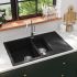 Chiuvetă de bucătărie din granit, alb, două bazine GartenMobel Dekor