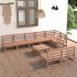 Set mobilier de grădină, 9 piese, negru, lemn masiv de pin GartenMobel Dekor