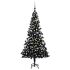 Brad Crăciun pre-iluminat cu set globuri, negru, 240 cm, PVC GartenMobel Dekor