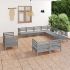 Set mobilier de grădină, 11 piese, gri, lemn masiv de pin GartenMobel Dekor