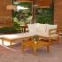 Set mobilier grădină perne alb/crem, 3 piese, lemn masiv acacia GartenMobel Dekor