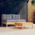 Set mobilier de grădină cu perne gri, 3 piese, lemn de pin GartenMobel Dekor