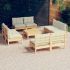 Set mobilier grădină cu perne, 9 piese, crem, lemn de pin GartenMobel Dekor