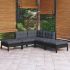 Set mobilier grădină cu perne, 5 piese, negru, lemn de pin GartenMobel Dekor