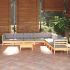 Set mobilier grădină cu perne, 10 piese, alb, lemn masiv pin GartenMobel Dekor