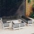 Set mobilier grădină cu perne, 13 piese, alb, lemn masiv pin GartenMobel Dekor