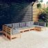 Set mobilier grădină cu perne gri, 7 piese, lemn masiv de pin GartenMobel Dekor